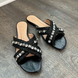 Luiza Barcelos real leather slide sandal.